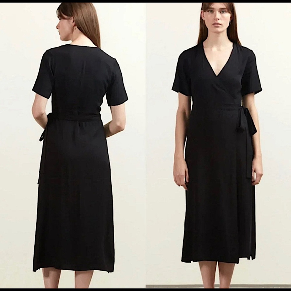 Comune Colbert Black Wrap Midi Dress